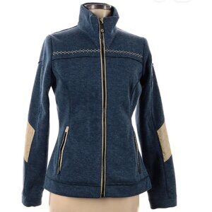 Alp-n-Rock Kitz Fleece Jacket Full Zip Blue Ski Embroidered Cross Stitch Patch